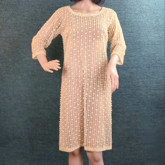 Vintage 1960s Sheer Beaded Dress, Amazing! OOAK! - Picture 9 of 13